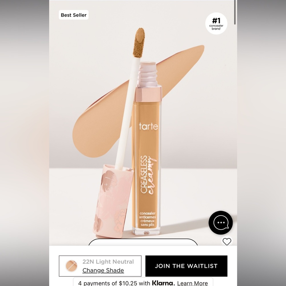 Brand new tarte creaseless creamy concealer in 22N